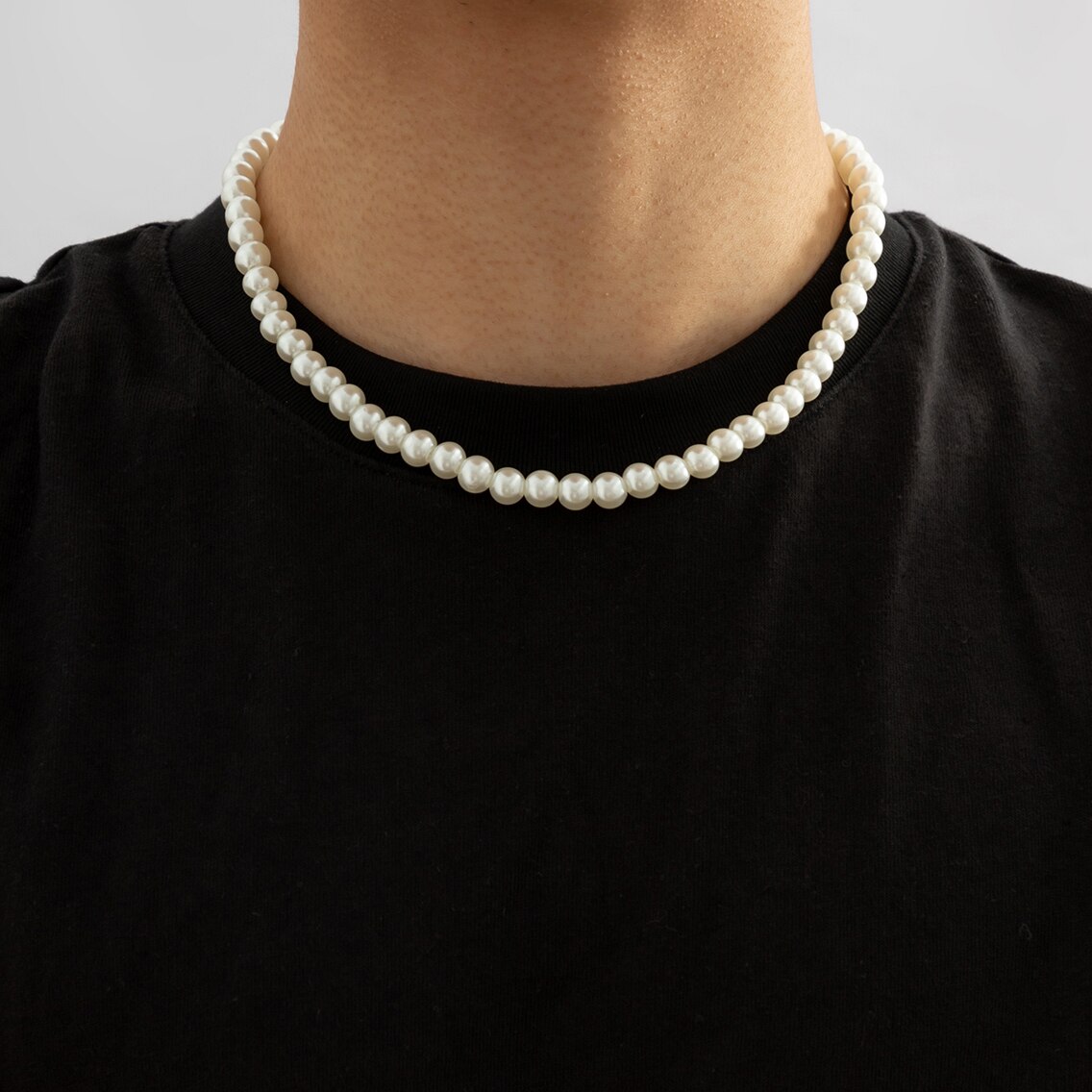 Men Accessories Neck Chain - Gargantilla corta con cuentas de perlas