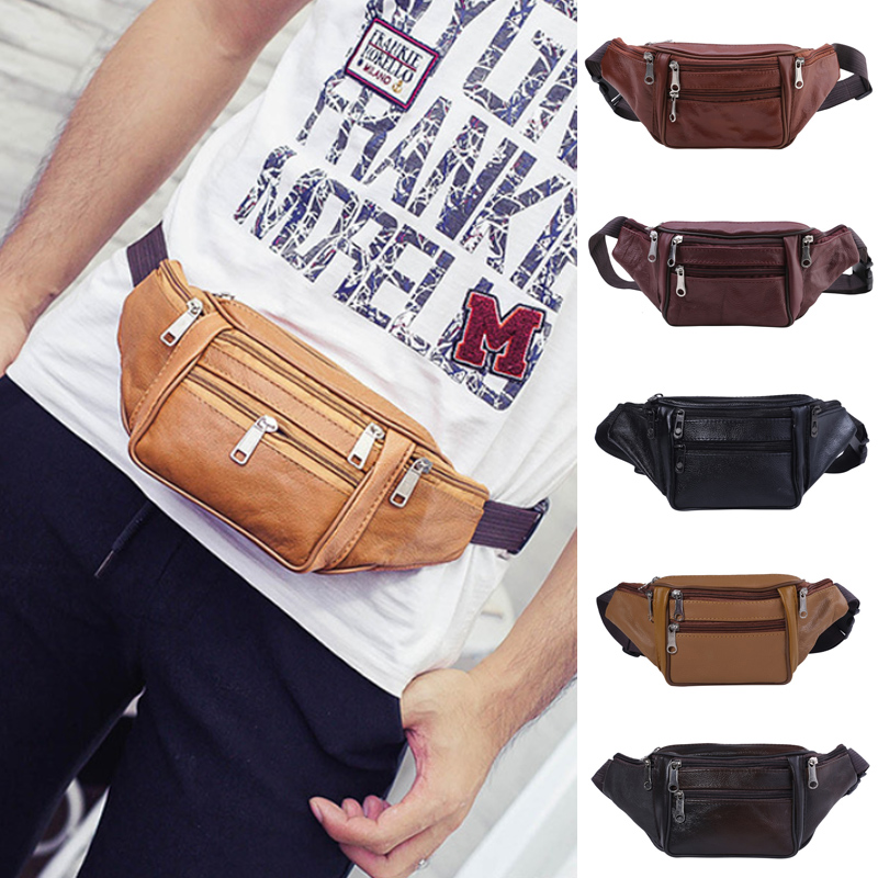 Travel Organizer Men - Riñoneras de cuero genuino para hombre