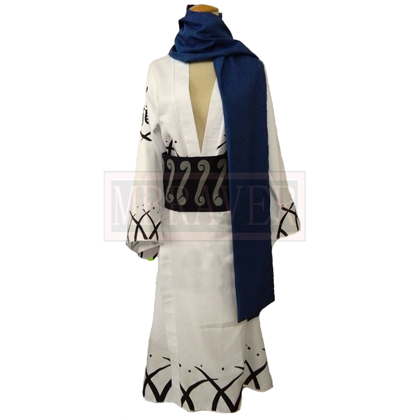 Men'S Kimono Accessories - Samurai Ryuma-Kimono azul y blanco para